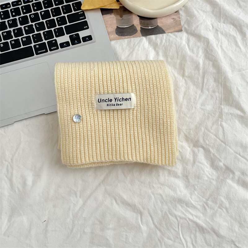 Chic dječji pleteni šal za dječake i djevojčice Jednobojni bijeli naljepnica Mali školjkasti zimski topli mekani šal