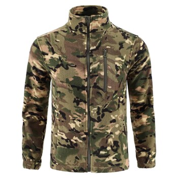 Υπαίθρια μπουφάν Tactical Camouflage Fleece Ανδρικά Καμουφλάζ Camo Thermal Polar Soft Αντιανεμικό παλτό πεζοπορίας για πεζοπορία κυνηγιού