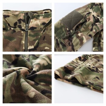 Υπαίθρια μπουφάν Tactical Camouflage Fleece Ανδρικά Καμουφλάζ Camo Thermal Polar Soft Αντιανεμικό παλτό πεζοπορίας για πεζοπορία κυνηγιού