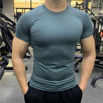 Pánske letné športové legíny, rýchloschnúce, elastické, s krátkym rukávom, priedušné, basketbalové, tréningové, bežecké, fitness, top