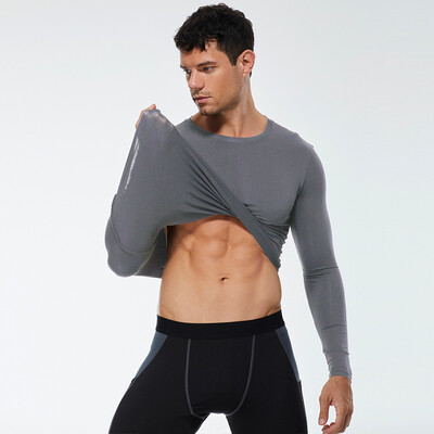 Pánske kompresné bežecké tričko s dlhým rukávom, fitness, športové tričko, tréningové joggingové tričká, športové oblečenie do posilňovne, rýchloschnúce oblečenie