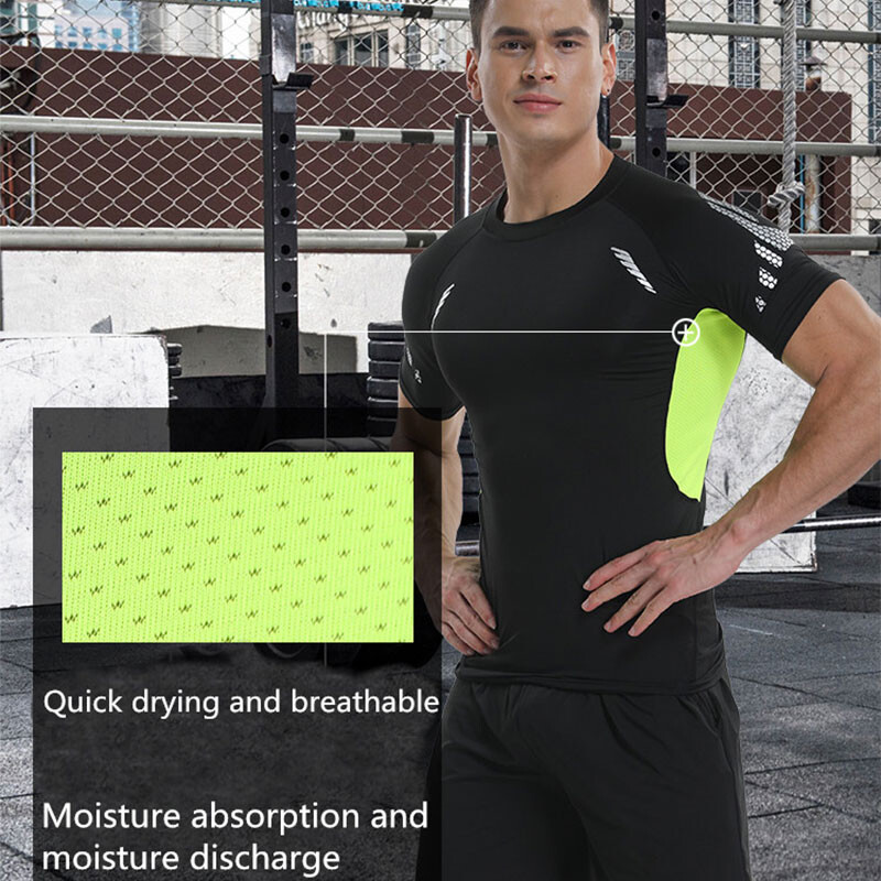 Muška kompresijska majica za trčanje Fitness Uska sportska majica kratkih rukava Majice za trčanje za vježbanje Sportska odjeća Brzosušeća majica