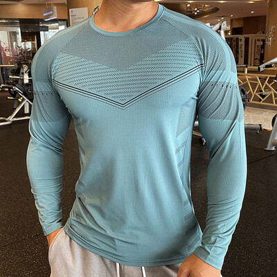 Visokokvalitetna sportska majica za trčanje Muška fitness kompresijska gornja odjeća dugih rukava Majica s okruglim izrezom Muški Rash Guard Wicking