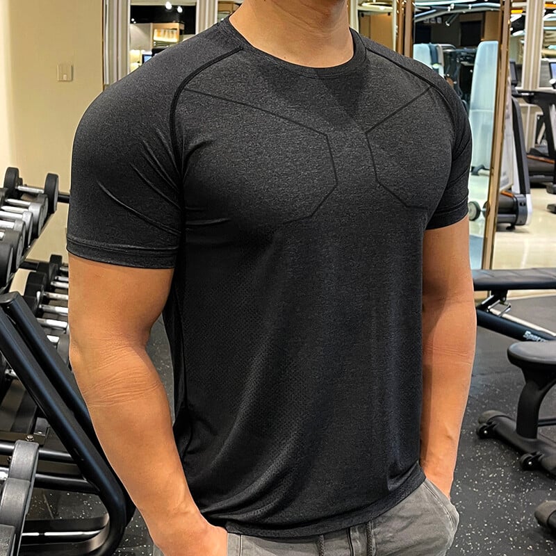 Nova ljetna muška majica za trčanje u teretani za 2023. Majice kratkih rukava elastični kroj Sportski trening Fitness Brzosušeća udobna majica od ledene svile