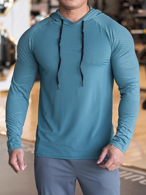 Sportske muške majice s kapuljačom, brzo sušenje, prozračne, visokokvalitetne elastične modne majice za trčanje, treniranje, muške bodybuilding fitness dugih rukava