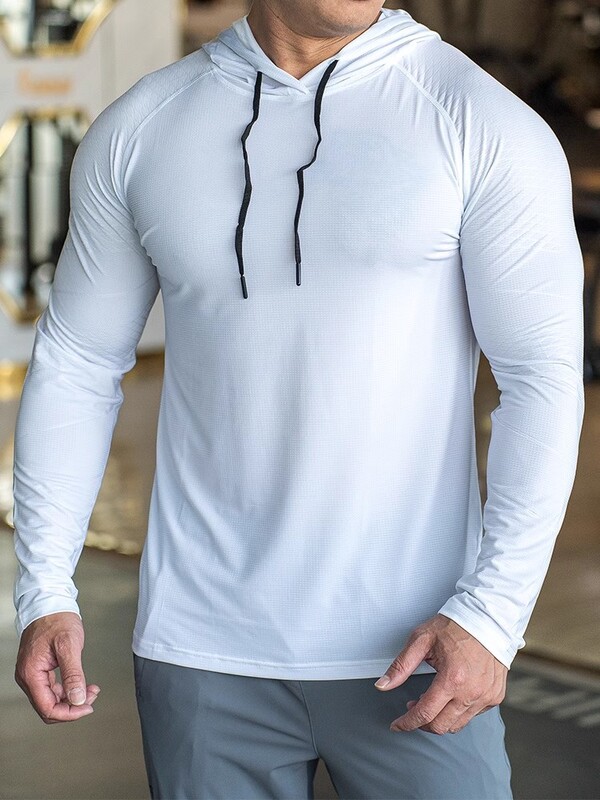 Sportske muške majice s kapuljačom, brzo sušenje, prozračne, visokokvalitetne elastične modne majice za trčanje, treniranje, muške bodybuilding fitness dugih rukava