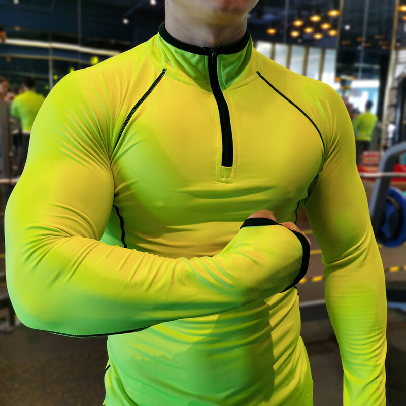 Nova proljetna elastična majica za trčanje iz 2023., muška majica kratkih rukava s dugim rukavima za bodybuilding u teretani, fitness trening s patentnim zatvaračem i ovratnikom