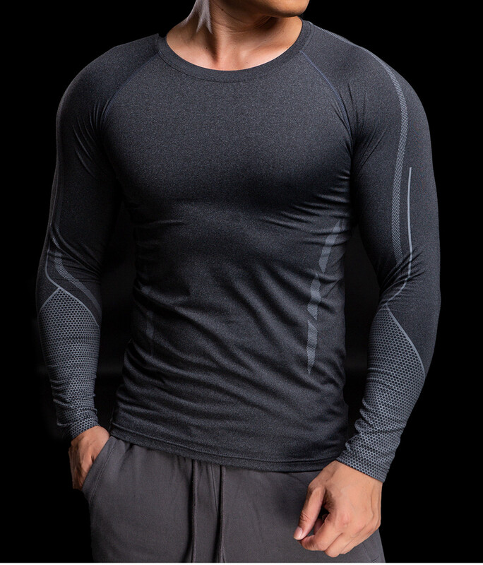 Vīriešu skriešanas kompresijas T-krekls ar garām piedurknēm Sporta T-krekli Sporta zāle Fitnesa džemperis Vīriešu Skriešanas Homme Athletic Ātri nožūstošs krekls