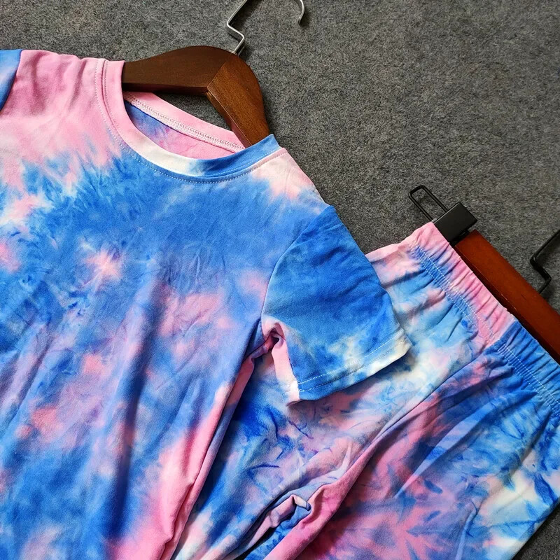 Majice za djevojčice i odijela s dugim hlačama Ljetni Tie Dye print Dječje majice za djevojčice Majice s V-izrezom Dječji uski komplet sportske odjeće