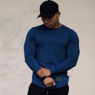 Muška bodybuilding sportska vježba trčanje kompresijska majica dugih rukava fitness odjeća muške uske tajice majica pamučna majica