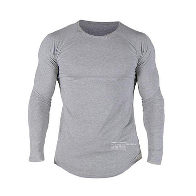 Muška bodybuilding sportska vježba trčanje kompresijska majica dugih rukava fitness odjeća muške uske tajice majica pamučna majica