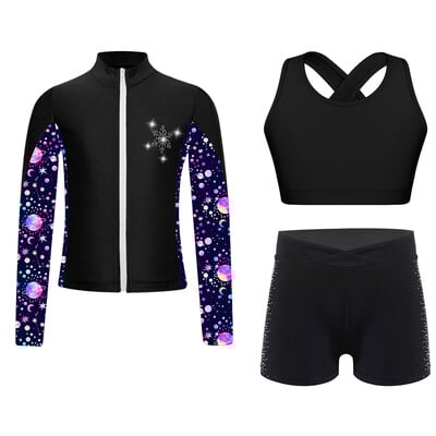 Trachsuit pentru copii Seturi de yoga Copii Fete Îmbrăcăminte sport Topuri Pantaloni scurți Jachetă cu fermoar Adolescenți Ținute gimnastică Sală de fitness Costume sportive