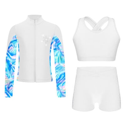 Trachsuit pentru copii Seturi de yoga Copii Fete Îmbrăcăminte sport Topuri Pantaloni scurți Jachetă cu fermoar Adolescenți Ținute gimnastică Sală de fitness Costume sportive