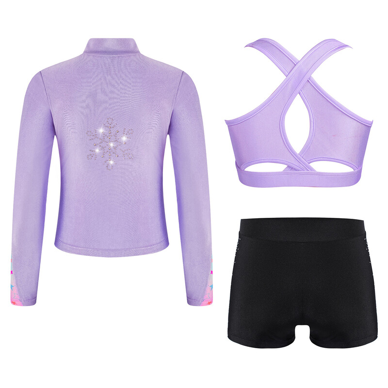 Trachsuit pentru copii Seturi de yoga Copii Fete Îmbrăcăminte sport Topuri Pantaloni scurți Jachetă cu fermoar Adolescenți Ținute gimnastică Sală de fitness Costume sportive