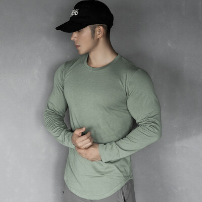 Tricou pentru bărbați nou Tricou cu mânecă lungă pentru bărbați Tricou din bumbac pentru alergare fitness n Tricou cu mânecă lungă pentru bărbați Tricou casual pentru bărbați