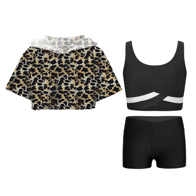 Detské dievčenské športové súpravy s krátkym rukávom, orezanou mikinou s kapucňou bez rukávov, vesta, šortky, tepláková súprava, detské športové oblečenie na cvičenie a fitness.