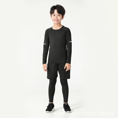 Dječji kompresijski komplet odijela za treniranje, majica dugih rukava, brzo sušenje, dječake, košarku, nogomet, teretanu, sportsku odjeću za vježbanje