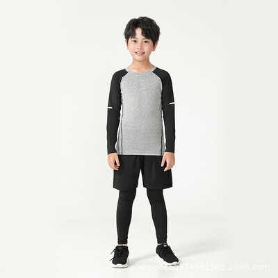 Dječji kompresijski komplet odijela za treniranje, majica dugih rukava, brzo sušenje, dječake, košarku, nogomet, teretanu, sportsku odjeću za vježbanje
