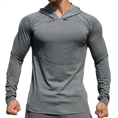 Muške jesenske majice dugih rukava Fitnes trening u teretani Majice s kapuljačom Sportska odjeća Muška sportska odjeća za trčanje Brzosušeća tanka majica