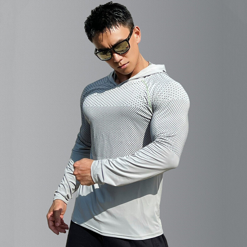 Muške jesenske majice dugih rukava Fitnes trening u teretani Majice s kapuljačom Sportska odjeća Muška sportska odjeća za trčanje Brzosušeća tanka majica