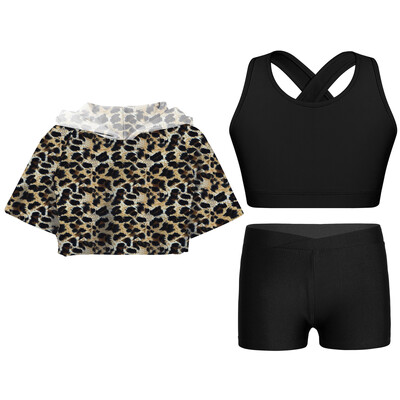 Dječja, djevojačka odjeća za vježbanje, gimnastička oprema, setovi za jogu, kratki prsluk s ključanicama, kratke rukave, kratki rukavi, s kapuljačom, sportska atletska odijela za tinejdžere