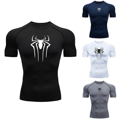 2024 tricou de compresie bărbați cu mânecă scurtă tricou sport fitness alergare îmbrăcăminte sport bărbați gimnastică elastic cu uscare rapidă tricou pentru jogging