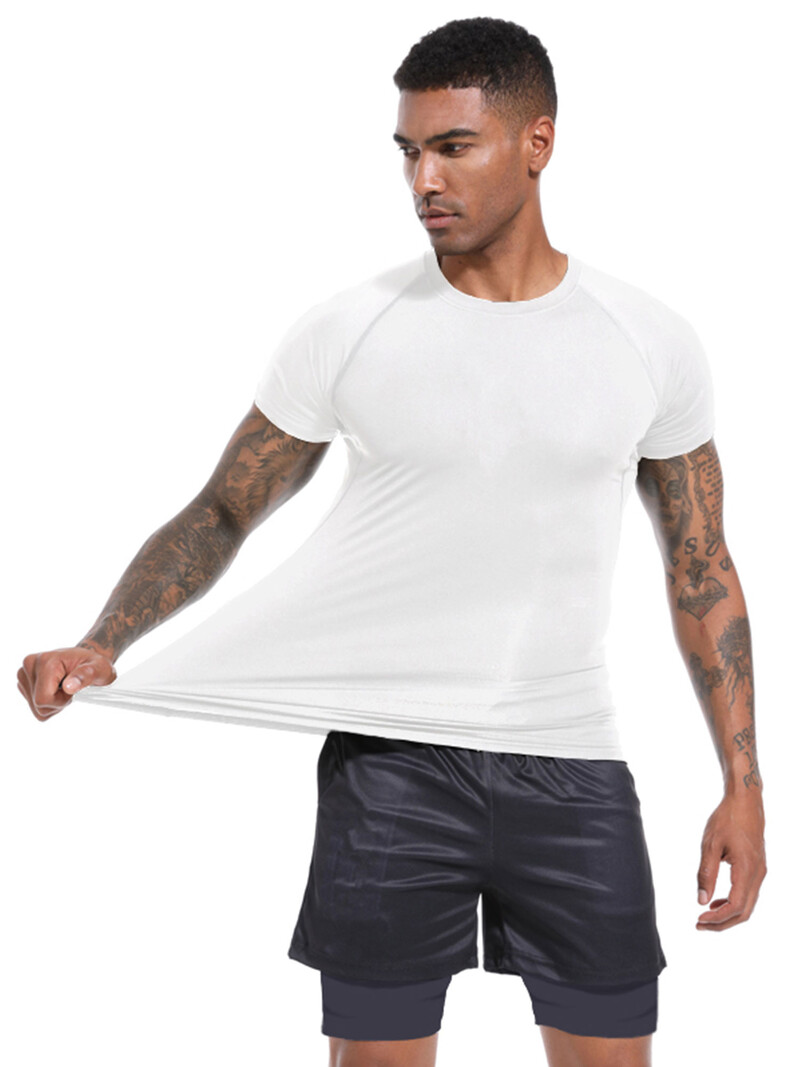 Pánske kompresné tričko s dlhým rukávom, ochranou pred slnkom, športovým oblečením a bežeckým oblečením s dlhým rukávom, kompresným materiálom a švom.