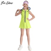 Bērnu, meiteņu, kroku kleita bez piedurknēm Tenisa golfa sporta zāles kleitas ar šortiem, komplekts jogas badmintona skriešanai pārgājiena treniņam