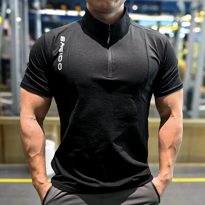 Vīrieši Fitness Sports T-krekls Kultūrisms Treniņš Apģērbs Sporta zāle Skriešana Īsām piedurknēm Tkrekli Muskuļu Fit Tops Ātri Dry Rashguard