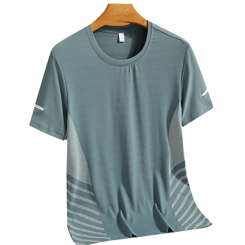 Muška ljetna pulover majica s okruglim izrezom Ležerna sportska omladinska ljetna bluza kratkih rukava Brzosušeća ledena svila
