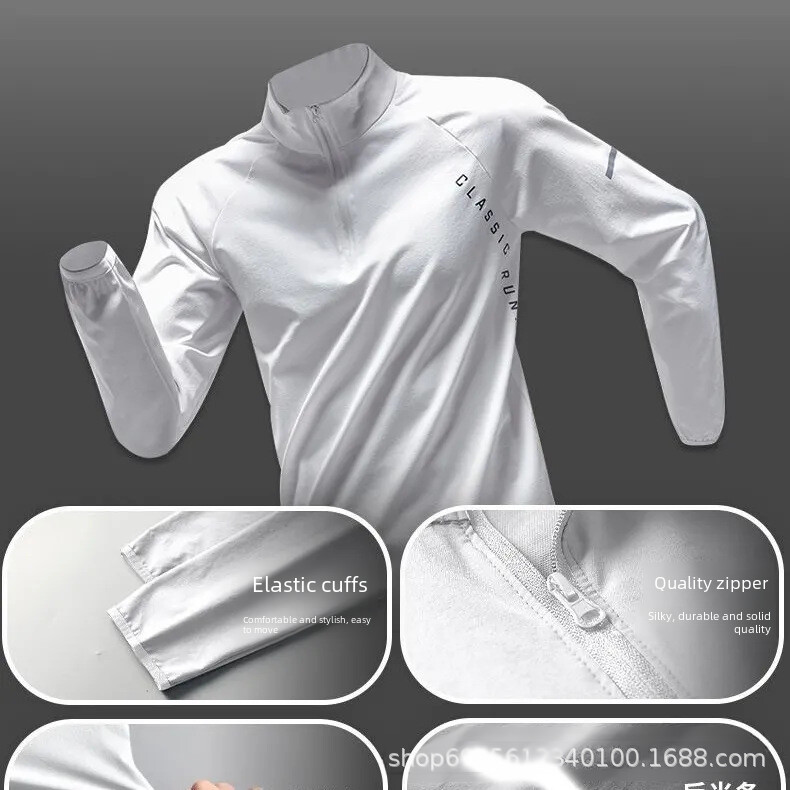 Muška trenirka s dugim rukavima i poluzatvaračima, sportska uniforma za fitness, koja se brzo suši