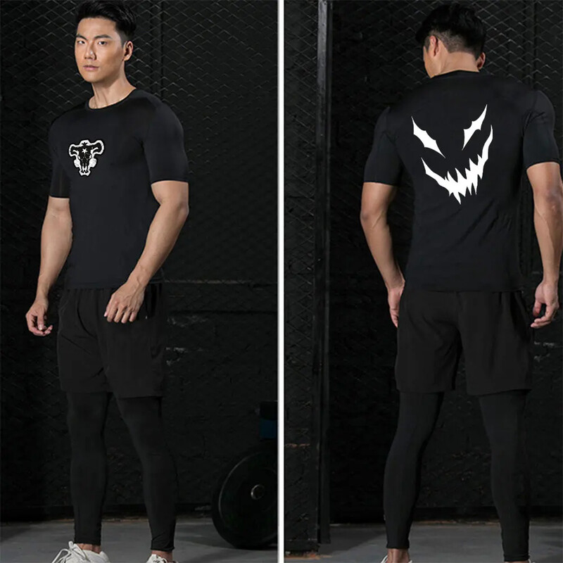 Anime muška kompresijska majica za vježbanje brzo sušenje Rash Guard Gym donji sloj Atletska potkošulja Oprema Sportska majica