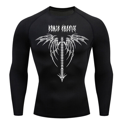 Nova kompresijska majica s Y2K printom za trčanje, muška brzosušeća sportska odjeća za fitness, sportska sportska majica za teretanu, dugih rukava, prozračna majica