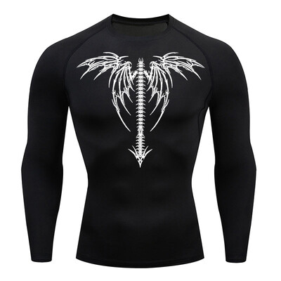 Nova kompresijska majica s Y2K printom za trčanje, muška brzosušeća sportska odjeća za fitness, sportska sportska majica za teretanu, dugih rukava, prozračna majica