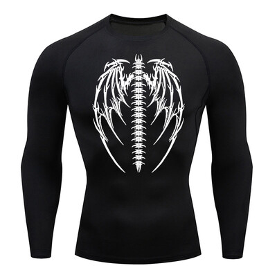 Nova kompresijska majica s Y2K printom za trčanje, muška brzosušeća sportska odjeća za fitness, sportska sportska majica za teretanu, dugih rukava, prozračna majica