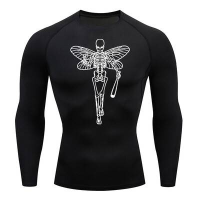 Nova kompresijska majica s Y2K printom za trčanje, muška brzosušeća sportska odjeća za fitness, sportska sportska majica za teretanu, dugih rukava, prozračna majica