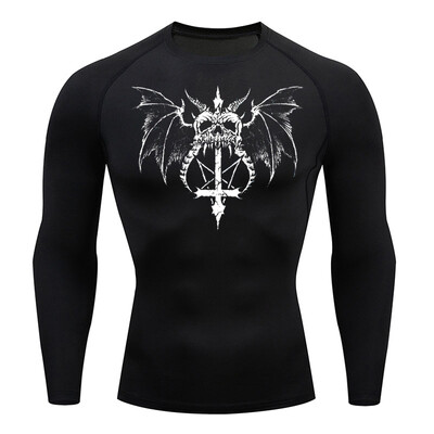 Nova kompresijska majica s Y2K printom za trčanje, muška brzosušeća sportska odjeća za fitness, sportska sportska majica za teretanu, dugih rukava, prozračna majica