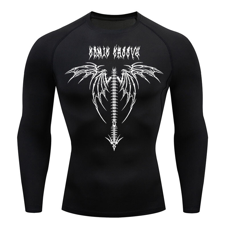 Nova kompresijska majica s Y2K printom za trčanje, muška brzosušeća sportska odjeća za fitness, sportska sportska majica za teretanu, dugih rukava, prozračna majica