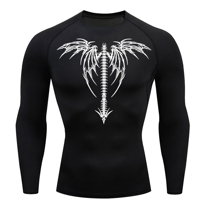 Nova kompresijska majica s Y2K printom za trčanje, muška brzosušeća sportska odjeća za fitness, sportska sportska majica za teretanu, dugih rukava, prozračna majica