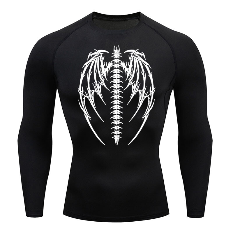 Nova kompresijska majica s Y2K printom za trčanje, muška brzosušeća sportska odjeća za fitness, sportska sportska majica za teretanu, dugih rukava, prozračna majica