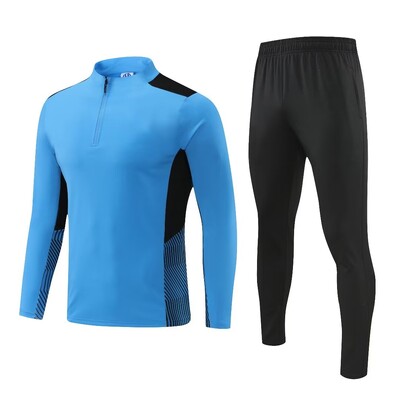 Nová športová súprava pre mužov a deti, chlapcov a dievčat, 2 farby, bunda s polovičným zipsom, tréningové oblečenie, hry, dresy, futbalové súpravy, topy a nohavice.