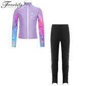 Dječje sportsko odijelo Jakna dugih rukava sa samostojećim ovratnikom i tajicama Sportska odjeća za djevojčice, klizanje, gimnastički set