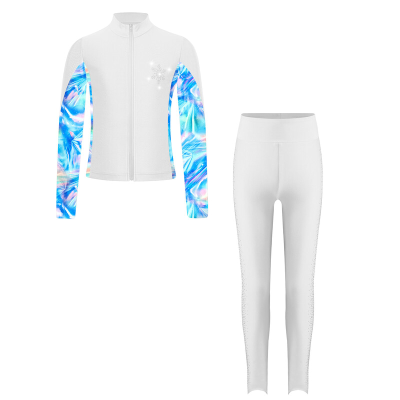 Dječje sportsko odijelo Jakna dugih rukava sa samostojećim ovratnikom i tajicama Sportska odjeća za djevojčice, klizanje, gimnastički set