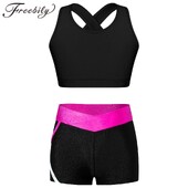 8 10 14 16 Bērnu sporta apģērbs, bērnu, meiteņu, apgriezts tops bez piedurknēm ar šortiem, sporta komplekti skriešanas sporta tērpam