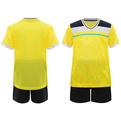Dječja, dječačka uniforma nogometnog tima, majica kratkih rukava s V-izrezom, kratkih rukava, blok majica s uzicom i elastičnim pojasom
