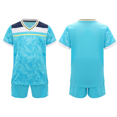 Dječja, dječačka uniforma nogometnog tima, majica kratkih rukava s V-izrezom, kratkih rukava, blok majica s uzicom i elastičnim pojasom