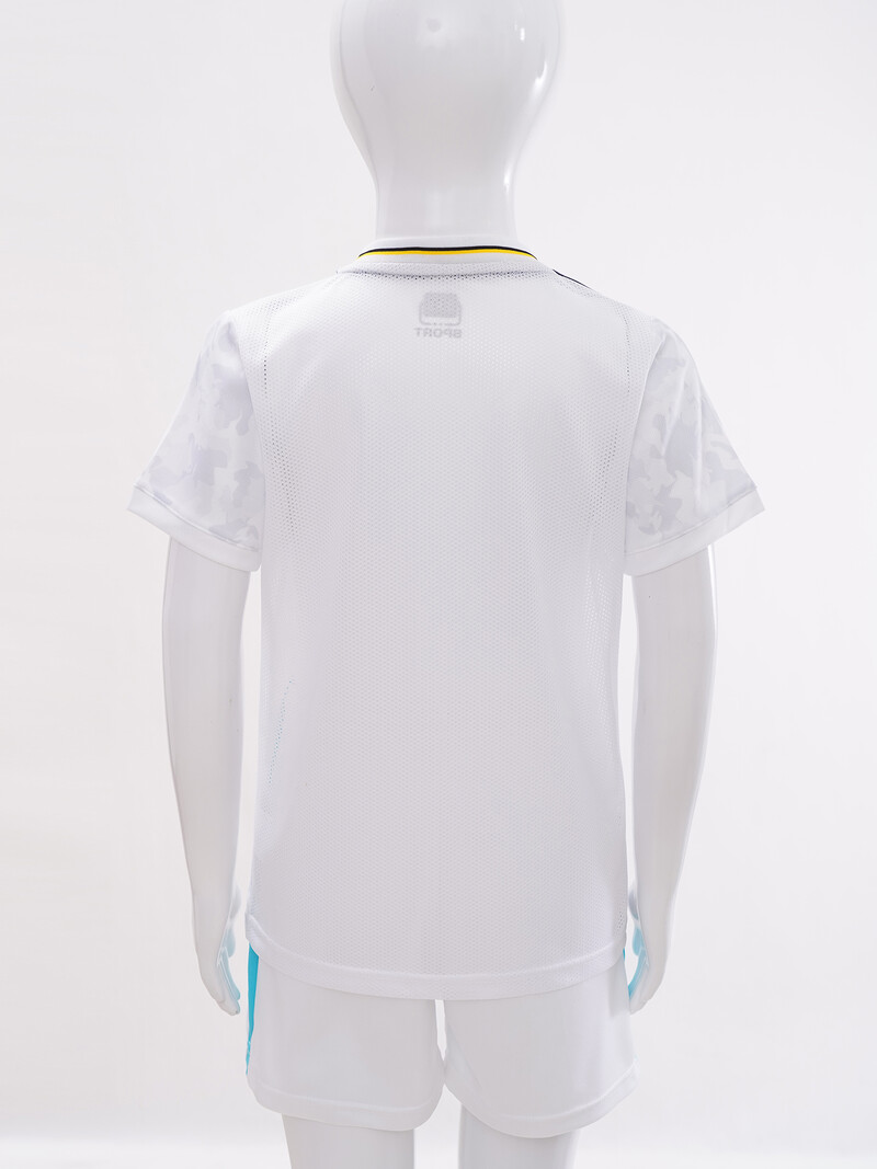 Dječja, dječačka uniforma nogometnog tima, majica kratkih rukava s V-izrezom, kratkih rukava, blok majica s uzicom i elastičnim pojasom