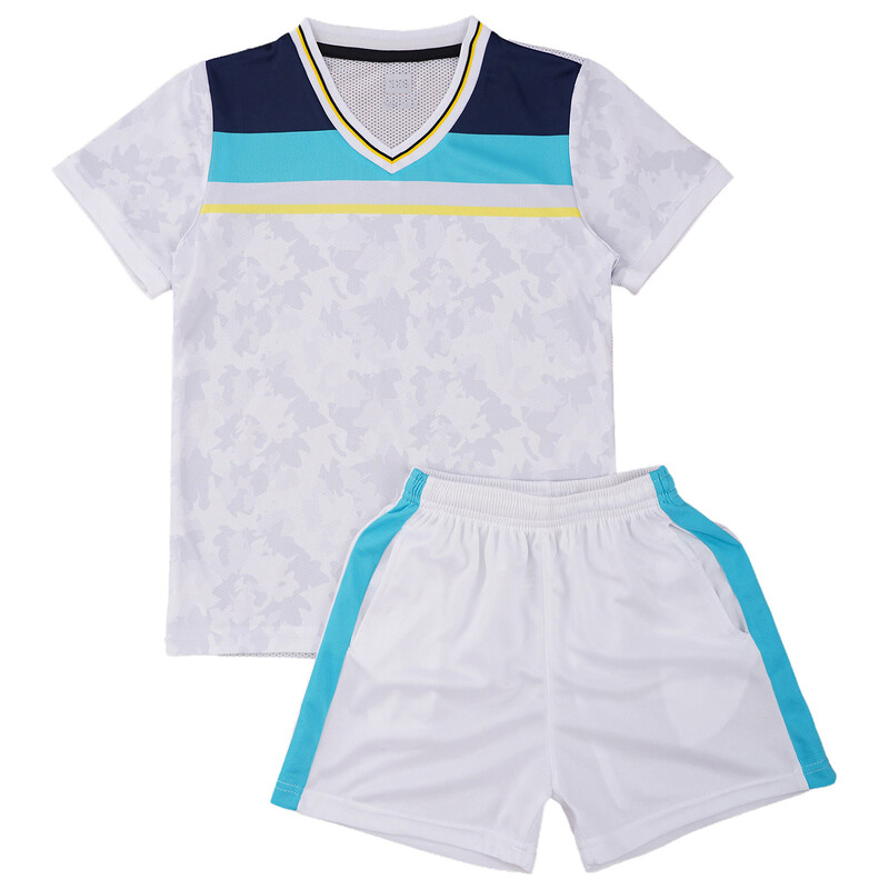 Dječja, dječačka uniforma nogometnog tima, majica kratkih rukava s V-izrezom, kratkih rukava, blok majica s uzicom i elastičnim pojasom