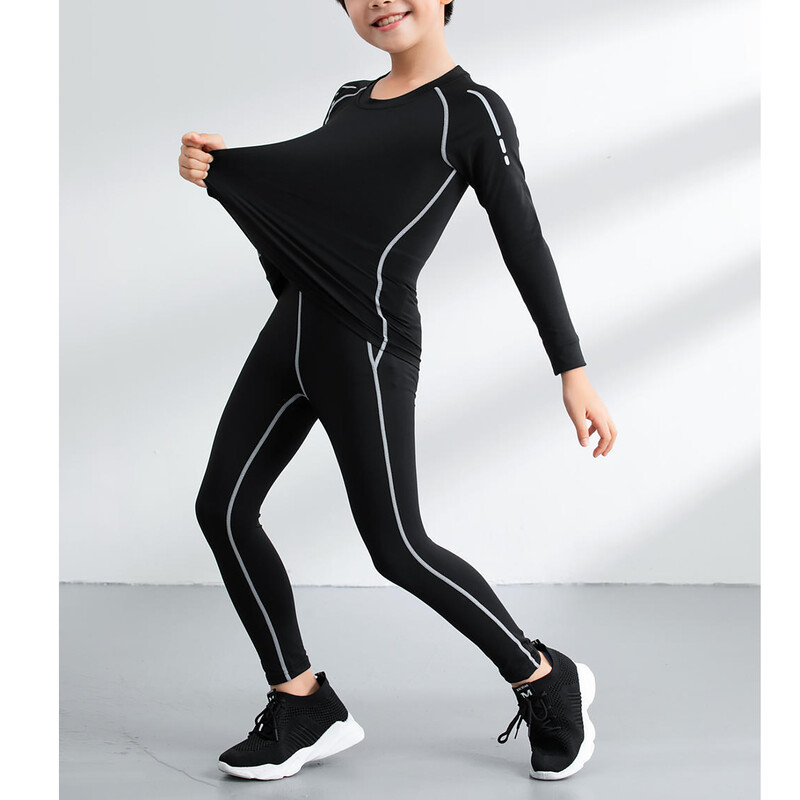 Dječje dvodijelno sportsko odijelo Brzosušeća prozračna trenirka Odjeća za teretanu Majica dugih rukava s okruglim izrezom i tajicama za trčanje