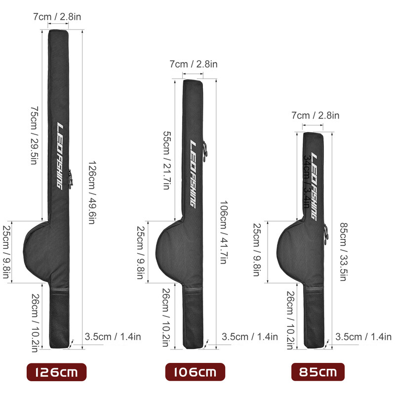 Torba za štap za pecanje 85 cm/106 cm/126 cm, prijenosni štap za pecanje, torba za kolut, torba za pohranu na rame, pribor, zaštitni nosač, izdržljiva torbica